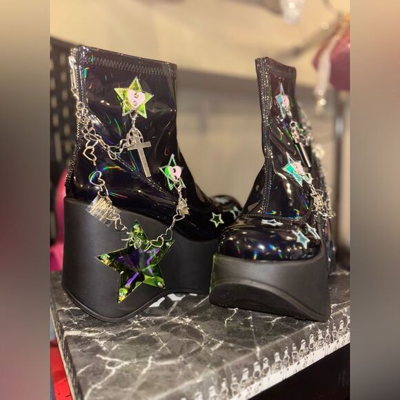 Demonia Blaze Star Cut Out Platform “Galactic Goddess” LED Rave Boots - Picture 7 of 8